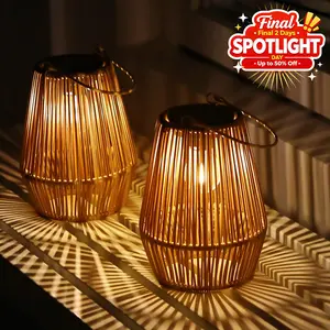 Spotlight Day Solar Garden Lights, Handwoven Rattan Solar Lantern, Special Design Outdoor Solar Garden Lights, Waterproof Solar Lights Suitable for Patio, Yard, Porch, Pathway, Decorative Lighting