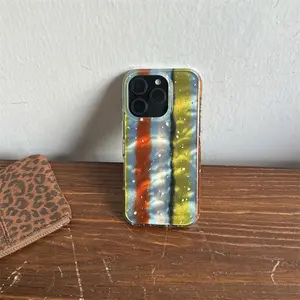 IPhone 13/14/16/17 Pro Max Case Cover | Contrast Green Stripe | Large Hole Double Layer | Best Friend Gift | Suitable for iPhone 11 12 13 14 15 16 17 Pro Max