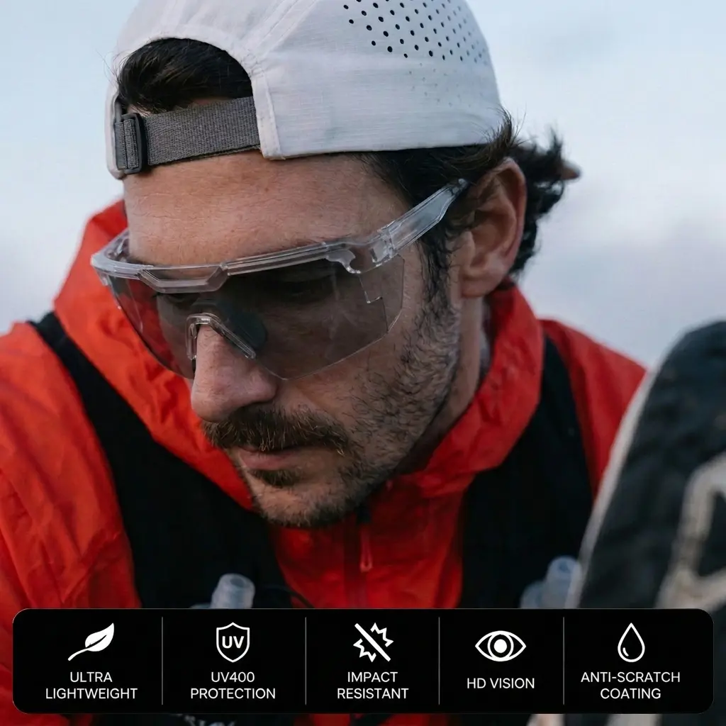 ANSI Z87+ Photochromic Polarized Sports Sunglasses Men Women UV400 Protection Light Adjusting Transition Lenses Impact Resistant Windproof Wrap Around Shield Eyewear Cycling Running Fishing Driving Baseball Biking Tactical Safety Goggles Anti-Slip Glasses