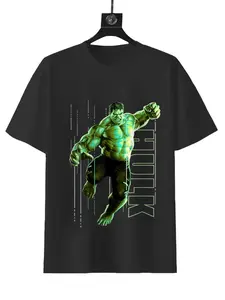 Marvel Infinity War Incredible Hulk Jump Smash T-Shirt Black Graphic Tee Featuring Hulk in Action Pose Medium Size