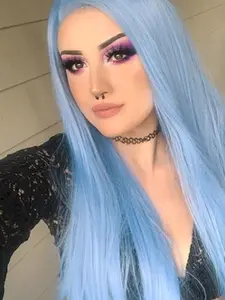 Aodbar hairs 13*6 Transparent Lace Front Wig Baby Blue Colored  Hair Heat Resistant Fiber Hair 28 Inch Long Straight Hair Wig for Daily, Party and Cosplay Use