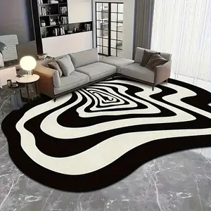 Irregular 3D Visual Pattern Rug, Modern Abstract Rug, Black and White Pattern Decorative Area Rug, Stylish Soft Plush Floor Mat, Home Decor, Laundry Room Machine Washable Floor Mat