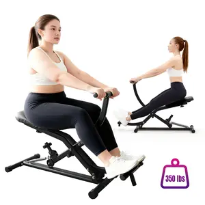 Squat Machine Glutes Workout Foldable Squat & Rowing Machine, Adjustable Resistance Glute & Leg Home Gym Equipmen