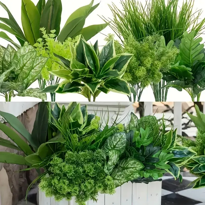 Artificial Plants Outdoor Artificial Shrubs Green Boxwood Artificial Plants Artificial Greenery Outdoor Faux Greenery Fake Plastic Plants for Spring Outdoor Garden Patio Front Porch Courtyard Decoration Artificial Flowers, Artificial Shrubbery