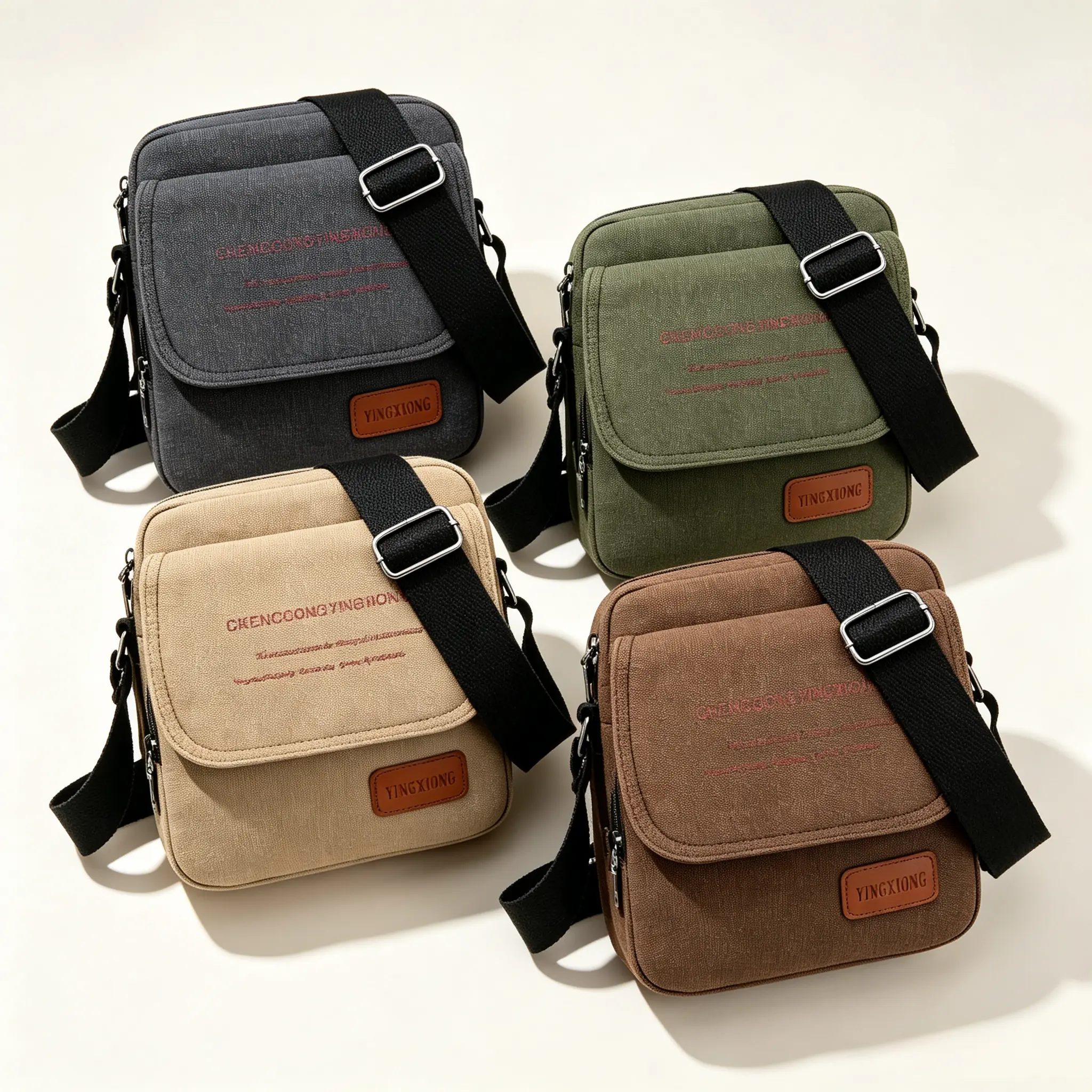 Unisex Vintage Dustproof Canvas Crossbody Messenger Bag - Lightweight Multi-Pocket Casual Shoulder Bag with Adjustable Detachable Strap, Wear-Resistant Daily Handbag for Travel, Commuting