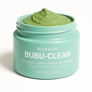 ROSEBLEM BUBU-CLEAN Holy Basil Carbonated Bubble Mask 100g Gentle Cleansing Oil Control Blackheads Removal Hydrating Moisturizing Smooth Skin Korean Clay mascarillas para la cara Brush Clear