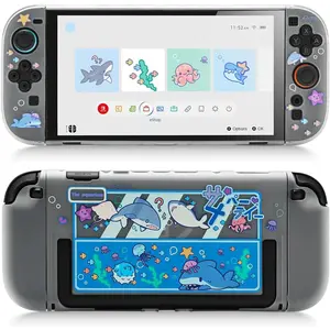 SQ-PCS003 Slim Cover Case Compatible with Switch 2, Shock-Absorption and Anti-Scratch PC Cover Skin for Switch 2 Game Console - Shark Party