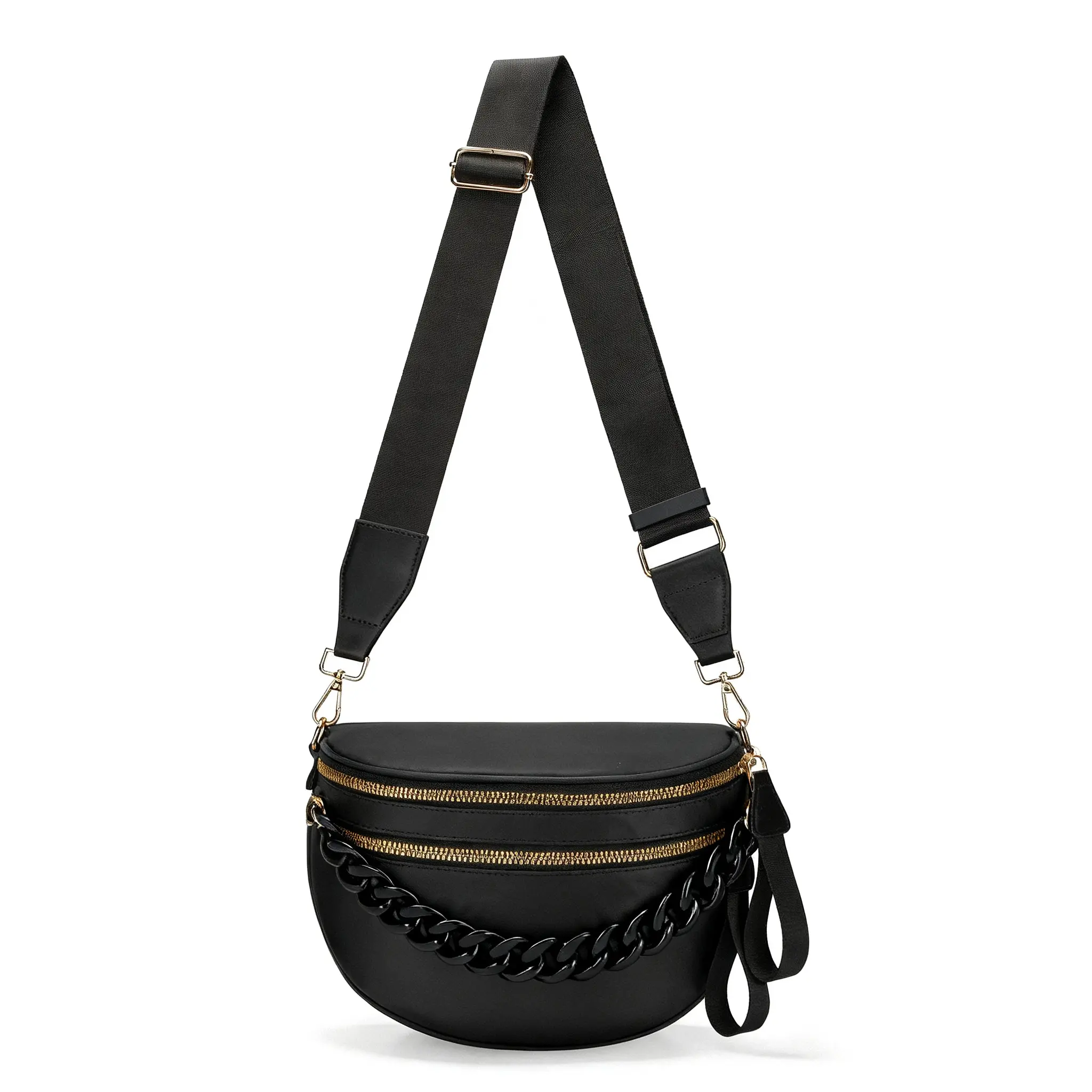 Adjustable shoulder straps, multifunctional crossbody bag with chain, multi-layer pockets and zipper; large waist bag, nylon waterproof chest bag with large capacity, hip bag; portable backpack for everyday use and outdoor travel; a high-quality gift choi