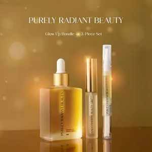 Purely Radiant Beauty Self-Care Glow-Up Bundle – Viral Lash & Brow Serum, Hair Growth Oil, Nail Strengthening Oil – Natural Growth with Castor, Rosemary, Jojoba, Argan – For Fuller Hair, Longer Lashes, Stronger Nails – USA Made - Vegan - Organic Oil