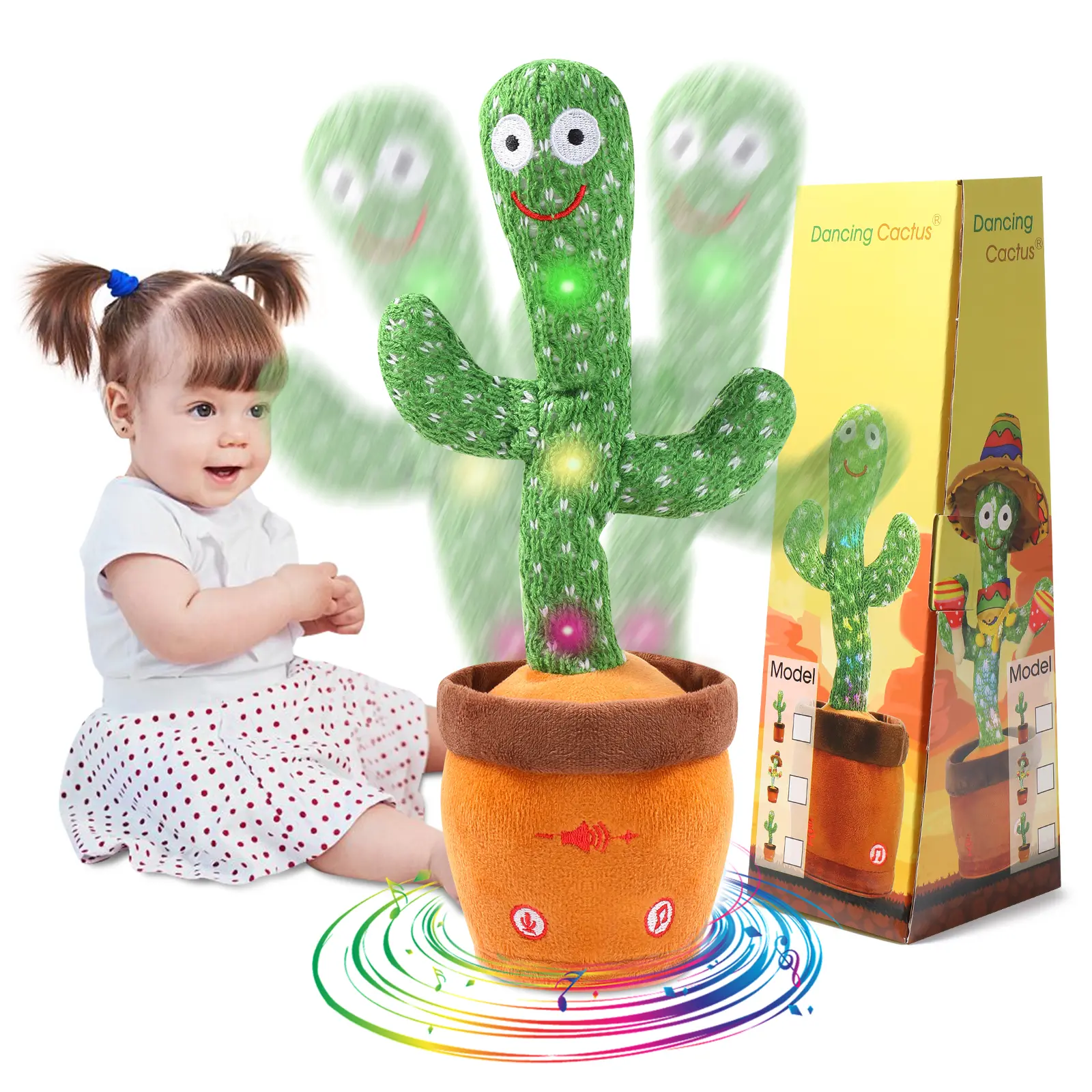 Dancing Cactus Toys,Talking Mimicking Singing Repeats What You Say 10 Songs,Electric Educational Intelligence Toys, Children's Day Summervibes Gifts