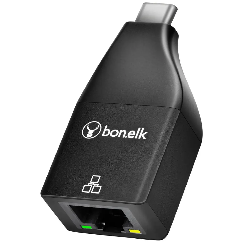 Bonelk Compact USB-C to RJ45 Gigabit Ethernet Adapter - Black
