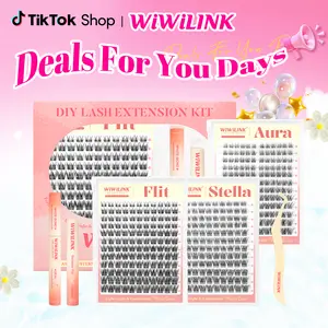 WiWiLINK Stella Flit Aura 3D Cluster Lashes - DIY Lash Extension Kit Ultra-Thin Transparent Bands, C/D Curl, 8-16mm (Includes Bond, Seal & Remover)
