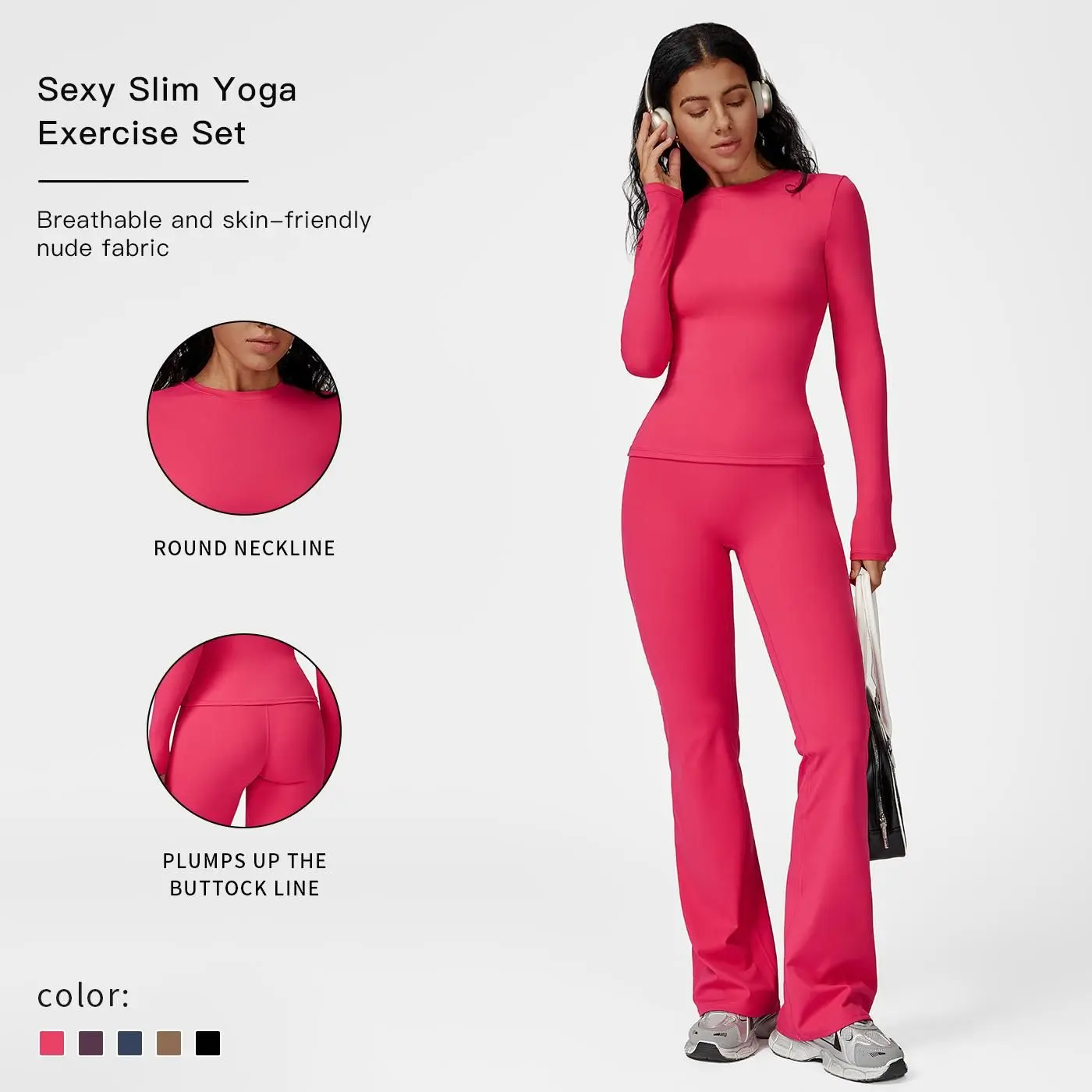 MFVIM Women's Sporty Tracksuit Set - Pink Athletic Wear for Gym & Daily Activities - Round Neckline & Plumps Up Buttoc Line - Breathable Fabric - Comfortable Two-Piece Set,travel essentials,camping essentials