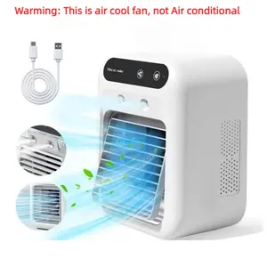 Portable Air Conditioner Fan, 3-In-1 Cooling Fan with 2 Spray Speeds, Personal Evaporative Cooler for Bedroom Office Camping, USB Rechargeable Fan