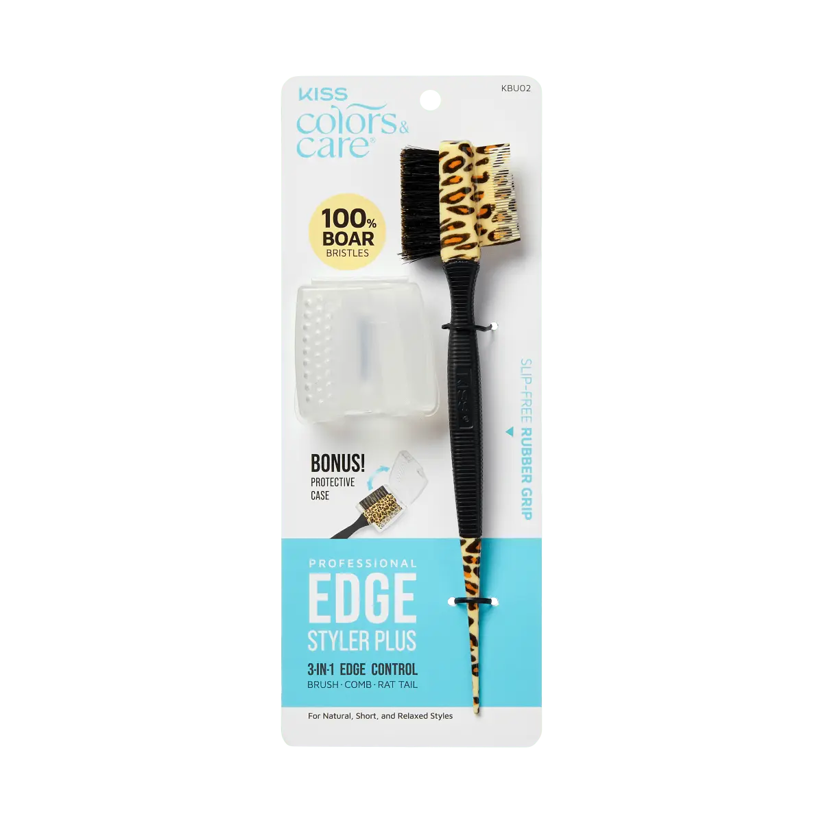 Kiss Colors & Care Edge Brush with Case | Edge Styling Brush, Baby Hair Brush, Edge Control Brush, Parting Comb, Protective Case Kiss Colors & Care Edge Brush with Case | Edge Styling Brush, Baby Hair Brush, Edge Control Brush, Parting Comb, Protective Case