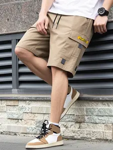 Men's Summer Cargo Shorts Fashionable Stylish Multi-Pocket Loose Casual Fit Trendy Versatile Menswear Tropical Beige Plain Beige Plain