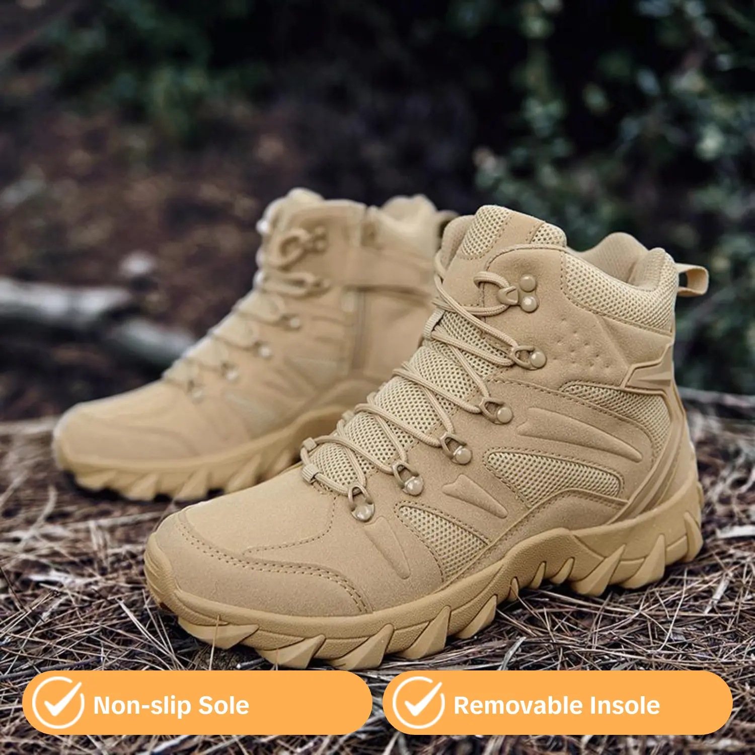 5.AA Male High-top Hiking Tactical Shoes, Fashionable Non-slip Wear-resistant Lightweight Breathable Outdoor Off-road Boots, Desert Jungle Style, Suitable for Camping, Hiking, Adventure Activities, Sporty Hiking Shoes