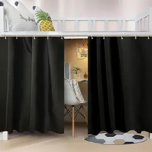 Bunk Bed Curtains Blackout Cloth Students Single Sleeper,2 Panels,Black