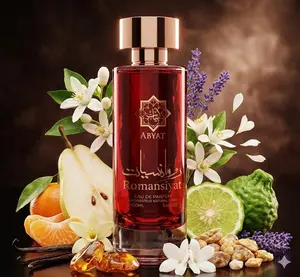 Abyat Romansiyat Eau de Parfum 100 ml - Vanilla Scented Soft Elegance Perfume with Pear Tangerine and Bergamot Notes Fruity Sweet Floral Floral Arabian Fragrance High Quality Fragrance
