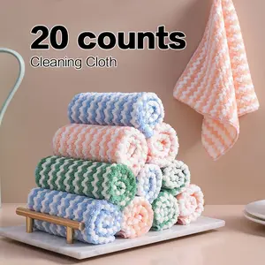 20 Counts Ultra Soft Microfiber Cleaning Cloths Absorbent Dish Towels Rags for Kitchen Dishwashing Home Cleaning Random Colors Super Absorbent Microfiber Towel
