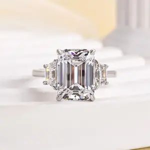 Effinny 4.5ct Three Stone Engagement Ring,5A Cubic Zirconia Promise Ring,S925 Sterling Silver Anniversary Ring for Women Outdoorfun