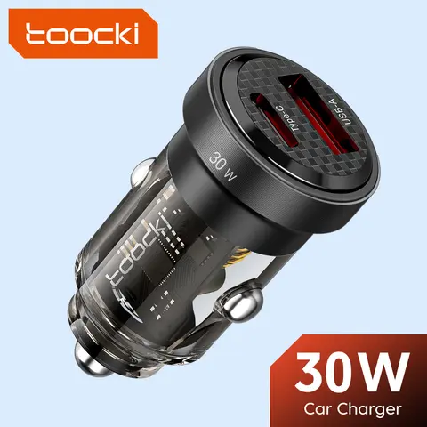 Toocki Dual-Ports 30W Power Car Charger - USB Type A+C, 12V Car-Ready 12V PD Cigarette Lighter Adapter, Compatible with iPhone 16/15/14/13/12 Pro Max, Samsung S23, Cellular Phones