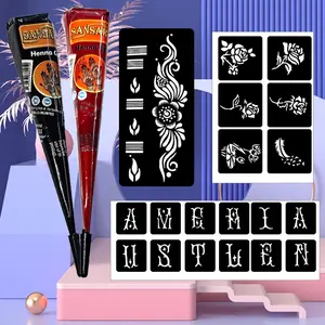 Henna Tattoo Kit(3 Cones,25g Each) Three templates are included Makeup Powder