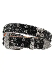 Thesupermade Rhinestone Skull Belt