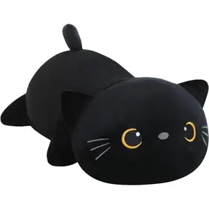 Weighted Black Cat Plush, Weighted Black Cat Stuffed Animal, Cute Plushies Soft Pillow Toy Gift for Kids Adults 9.8 Inch, 0.8 Lbs
