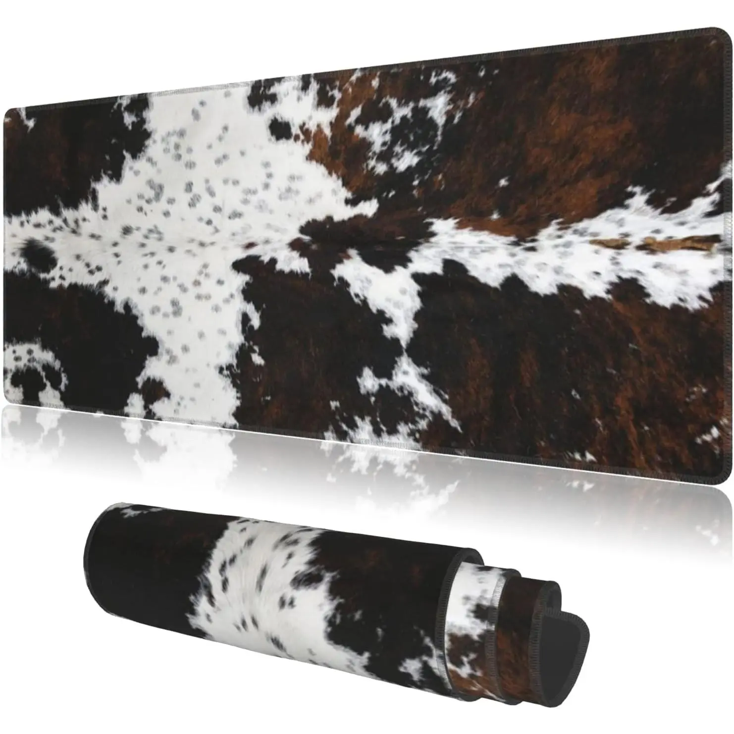 【Moving Season】Mouse Pads Western Highland Cowhide Ranch Style Large Mouse Pad, Gaming Mousepad, Keyboard and Mouse Pad with Stitched Edges,PC Desk Mat for Game,Work,Office24"*14")