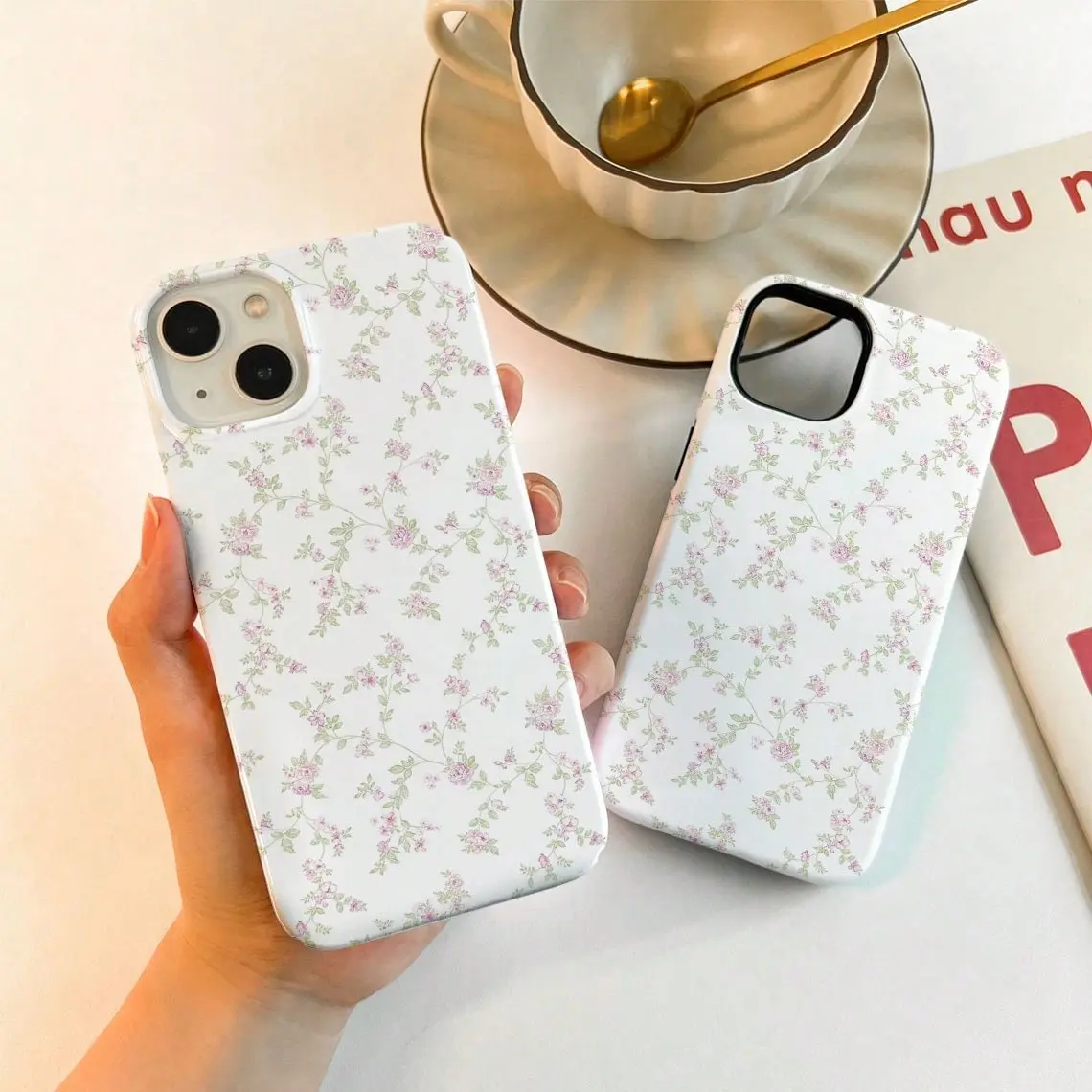 Soft TPU Chinese-Style Blue and White Flower Cellphone Case Cover Casing for iPhone 17,16,15,14,13,12,11, Mobile Phone Accessories with Bonus Screen Protector, Holiday Gift for Phone Protection