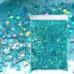 8 Packs/40g Holographic Hexagonal Sequins - Glitter Epoxy Resin Fillers with Glitter Effect, Sparkly Look for Nail Art Decorations, DIY Handmade Jewelry, Home & Festive Party Supplies