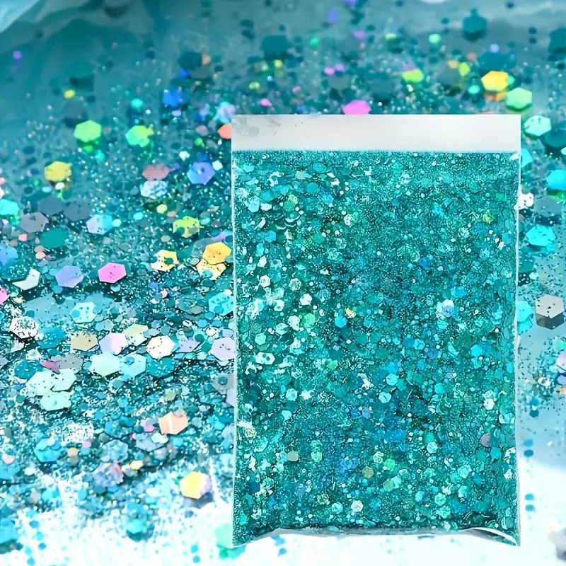 8 Packs/40g Holographic Hexagonal Sequins - Glitter Epoxy Resin Fillers with Glitter Effect, Sparkly Look for Nail Art Decorations, DIY Handmade Jewelry, Home & Festive Party Supplies