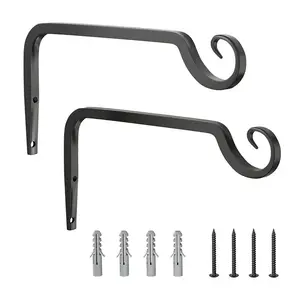 Bamworld Hanging Basket Brackets 2 Pack, 10 Inch, Outdoor Wall Mounted, for Plant Pots, Indoor Bird Feeder, Garden Lantern Hooks, Hanging Plant Hanger