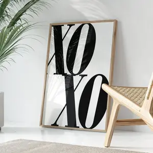 XO Chic Monochrome Wall Art, Retro & XO Quote, Black and White, Modern Poster, Wall Art, Vintage Prints, Typography Poster, Vintage Art