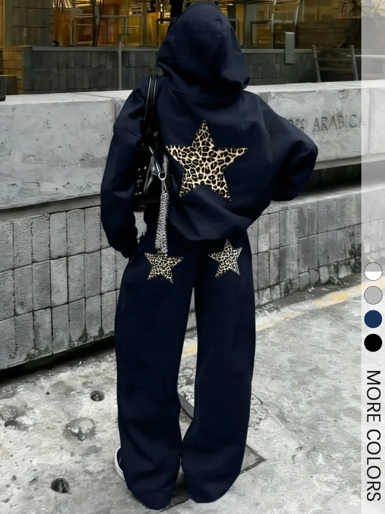 Women's Leopard Print Hoodie and Pants Set, Y2K Street Style Two-Piece, Loose Fit Casual Sportswear, Hoodie and Sweatpants, Fall Winter Fashion, Casual Loose Tracksuit