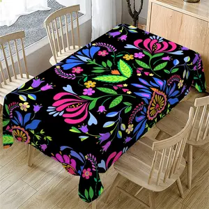 Rectangular Tablecloth, Mexican May Day Carnival Decoration, Traditional Pattern Print, Indoor Outdoor Use, Party Decor, Picnic Table Cover
