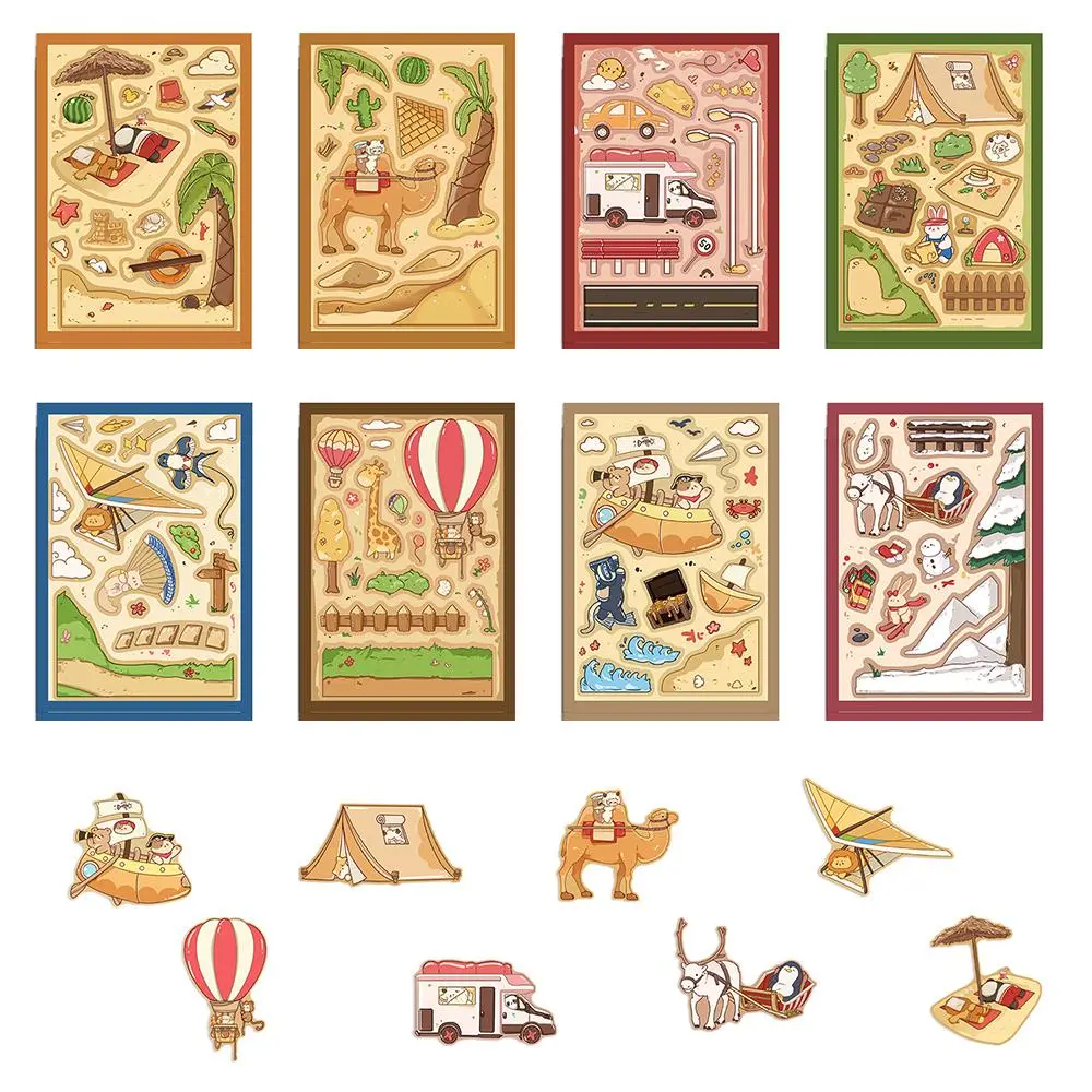 World Travel Themed Sticker, 8/24pcs Waterproof Vinyl Travel Map Sticker, Decorative Sticker for Suitcase, Bicycle, Laptop, Water Bottle, Notebooks, Diary, Ornaments
