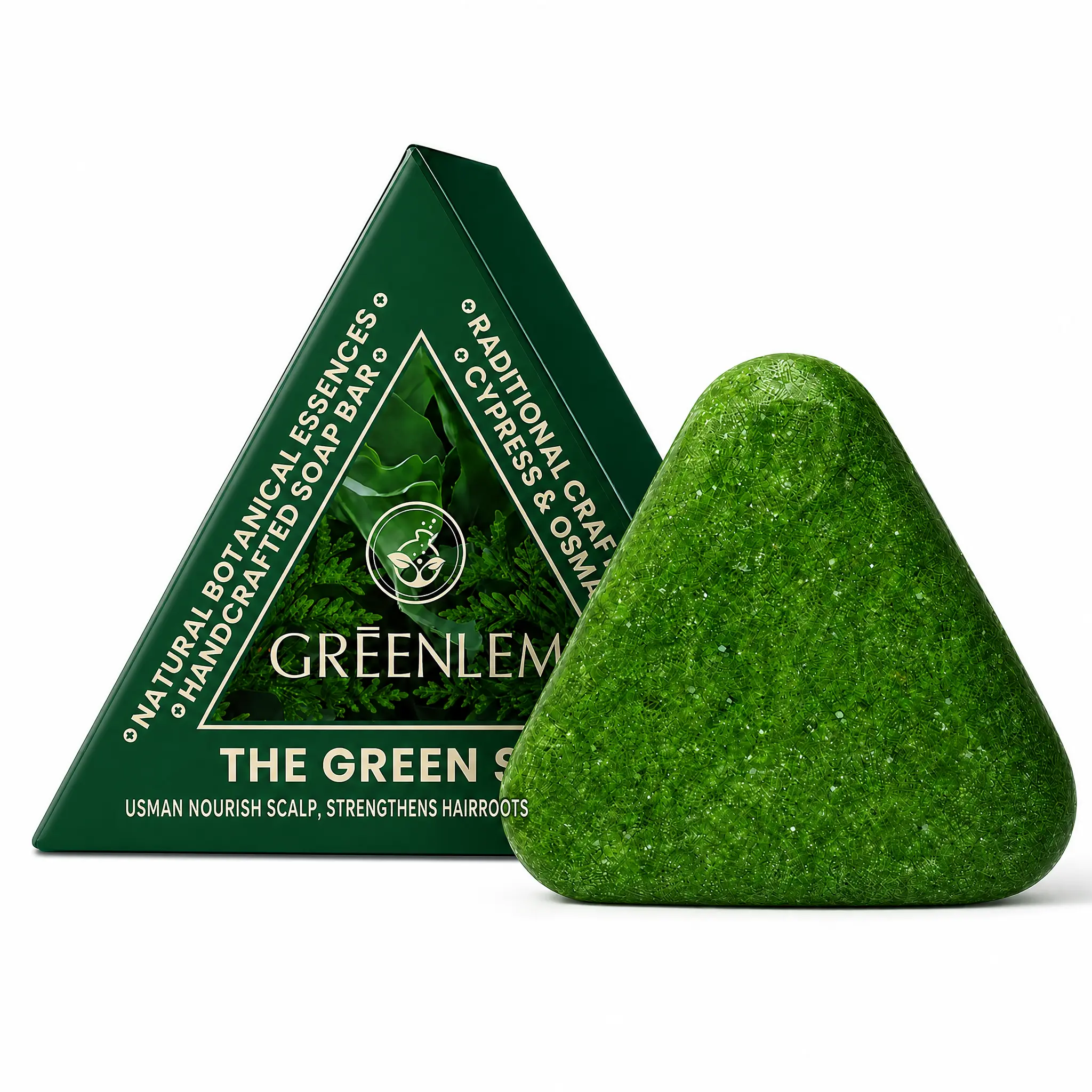 Usman Grass Natural Triangle Shampoo Bar - Nourishes Scalp, Strengthens Hair Roots, Suitable for Normal Hair Types