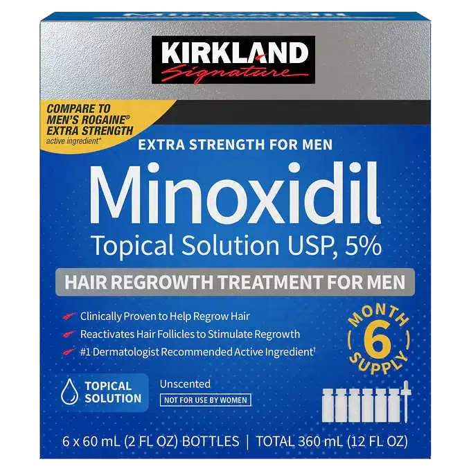 Kirkland 5% Minoxidil Extra Strength Liquid Hair Loss and Hair Regrowth Treatment