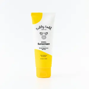Tubby Todd Mineral Sunscreen SPF 50 - Broad Spectrum Water-Resistant Facial Sunblock for Kids & All Ages - Easy Application & 80 Minute Protection