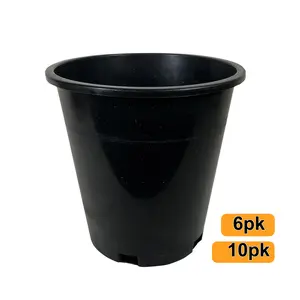 5 Gallon Tall Nursery Pots (Multi-Pack) - Green Oasis Premium Injection Molded Black Plastic Plant Pots Heavy Duty Commercial Grade  with Drainage Holes