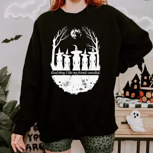 I Like My Friends Cancelled Witch Sweatshirt, Halloween Shirt, Showgirl Lyrics Top, Witchy Coven, Gift for Music Fan, Feminist, Girls