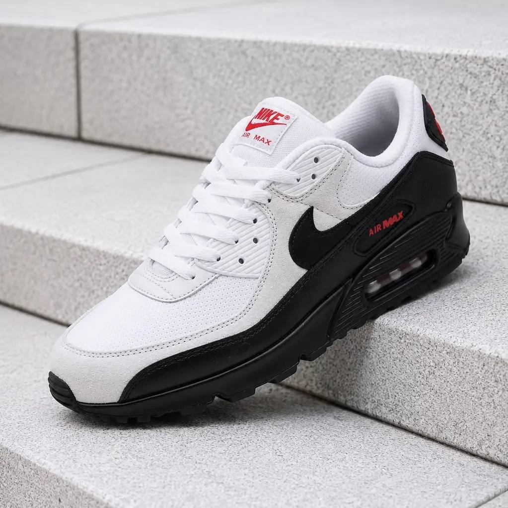 Nike Air Max 90 Perforated Leather White Black Men's Fashion Sneaker New