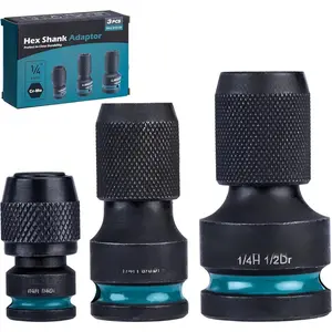 to 1/4 Hex Converter, 1/2 3/8 1/4-INCH Drive Female to 1/4-Inch Hex Adapter,  Wrench Adapters for Ratchet Wrench Drivers,  Bit Holders, Quick-Change Chuck, Cr-Mo Steel