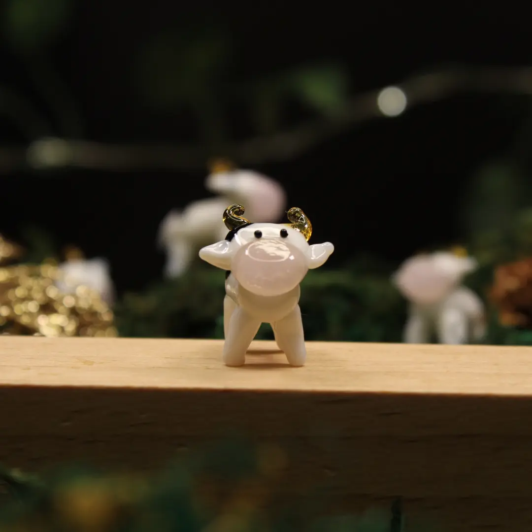 Handmade Lampwork Glass Figurine - Cow