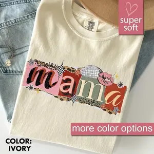 Retro Mama Comfort Colors Shirt, Trendy Ransom Letter Mom Tee, Mother's Day Gift