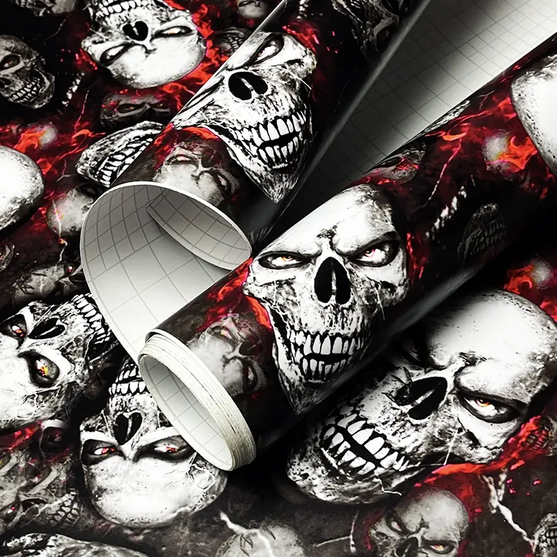 Skull Sticker Bomb Graffiti PVC Vinyl Wrap Film, Air Release Self Adhesive, DIY Car Motorcycle Bicycle Decoration Sticker, Car Decorative Sticker, Car Decals, Sticker for Cars, Truck Car Decal, Car Vehicle Decoration