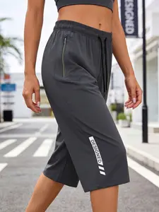 Women's Quick-Dry Capri Pants, Elastic Waistband, Zip Pockets, Ideal for Hiking and Summer, Sporty Casual Bottoms, Workout Bottoms