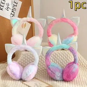 Cartoon Warm Ear Warmer, Rainbow Color Winter Ear Muff, Macaron Unicorn Anti-Cold Earmuffs, Christmas Gift Idea, Ear Snood